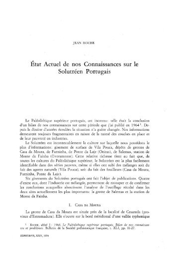 État Actuel de nos Connaissances sur le Solutréen Portugais - Gredos