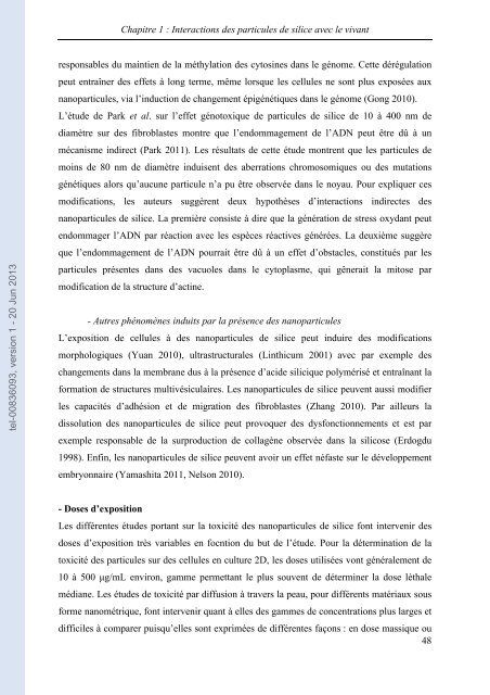 Comportement des nanoparticules de silice en milieu biologique ...