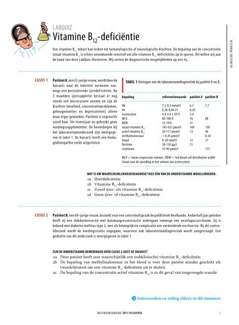 Assortiment Impasse Brochure Vitamine B12-deficiëntie