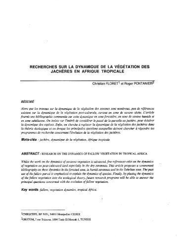 Recherches sur la dynamique de la végétation des jachères ... - IRD