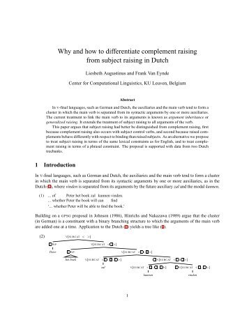 Why and how to differentiate complement raising from subject ...