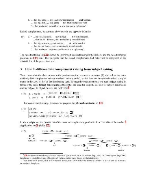 Why and how to differentiate complement raising from subject ...