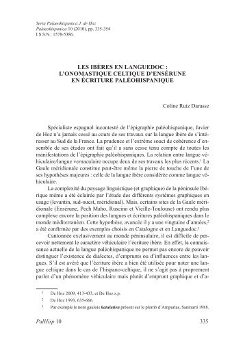 Les Ibères en Languedoc: l'onomastique celtique d'Ensérune en ...