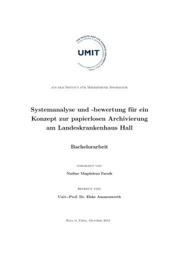 bewertung für ein Konzept zur papierlosen Archivierung am ... - UMIT