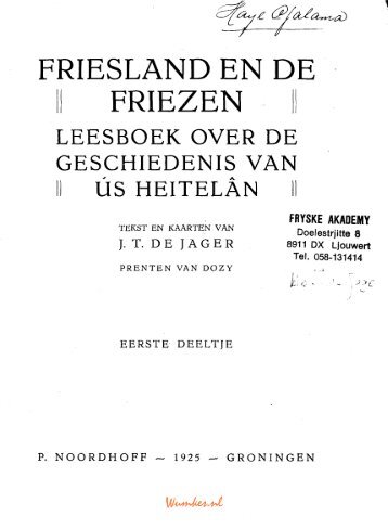FRIESLAND EN DE II FRIEZEN II - Tresoar