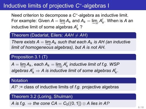 Inductive limits of projective C*-algebras. - IMAR