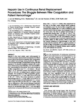 Heparin Use in Continuous Renal Replacement Procedures: The ...
