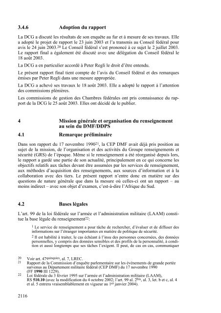 Examen des contacts des services de renseignement suisses avec l ...