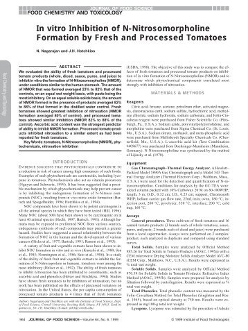 In vitro Inhibition of N-Nitrosomorpholine Formation by Fresh and ...