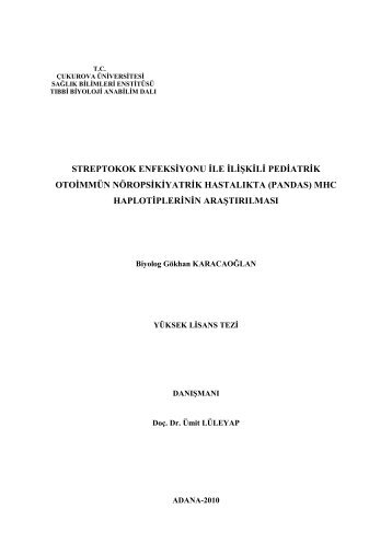 streptokok enfeksiyonu ile ilişkili pediatrik otoimmün nöropsikiyatrik ...