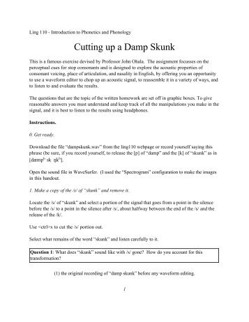 Cutting up a Damp Skunk - Linguistics