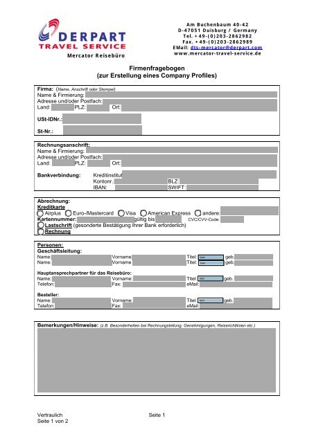 Firmenfragebogen (zur Erstellung eines Company Profiles)