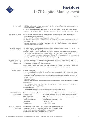 Factsheet LGT Capital Management