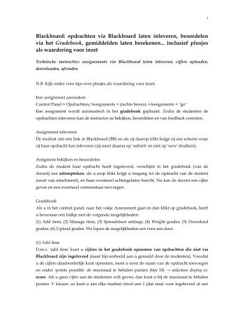 Blackboard: opdrachten via Blackboard laten inleveren, beoordelen ...