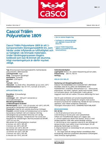 Cascol Trälim Polyuretane 1809