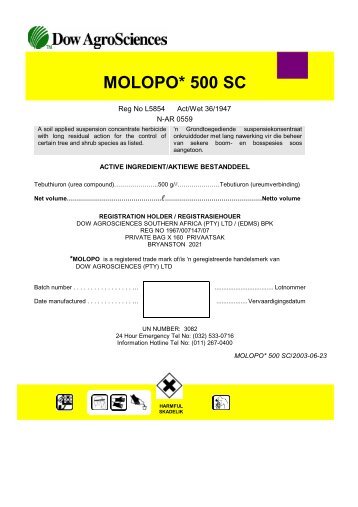 MOLOPO* 500 SC - The Dow Chemical Company