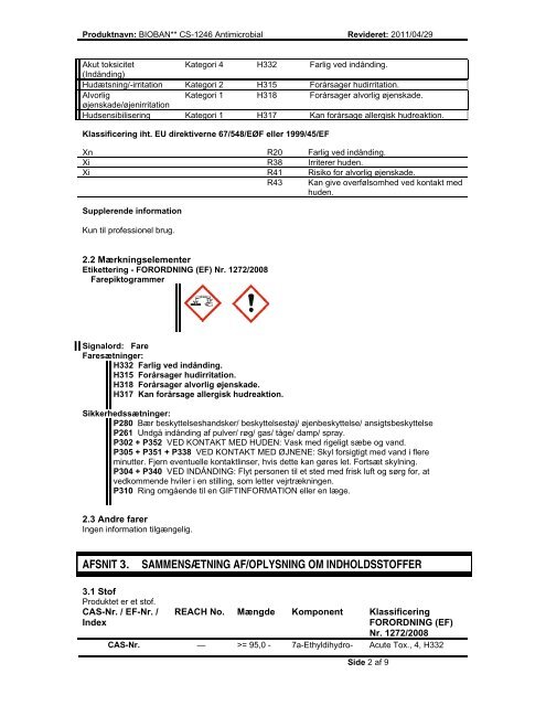 Sikkerhedsdatablad - The Dow Chemical Company