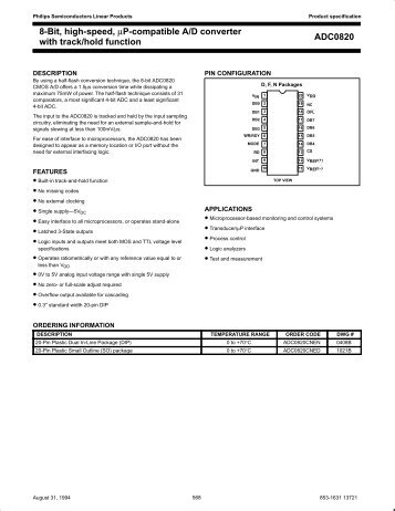 ADC0820 8-Bit, high-speed, µP-compatible A/D converter with track ...