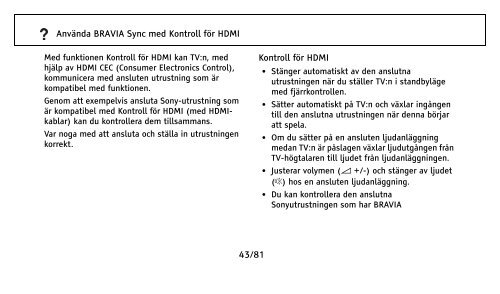 1/81 Innehållsförteckning Kontroller och indikatorer på fjärrkontroll ...