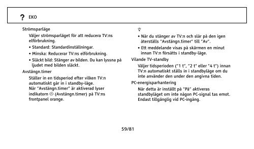 1/81 Innehållsförteckning Kontroller och indikatorer på fjärrkontroll ...