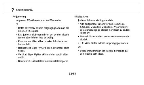 1/81 Innehållsförteckning Kontroller och indikatorer på fjärrkontroll ...