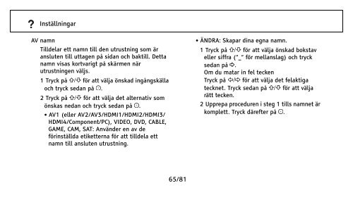 1/81 Innehållsförteckning Kontroller och indikatorer på fjärrkontroll ...