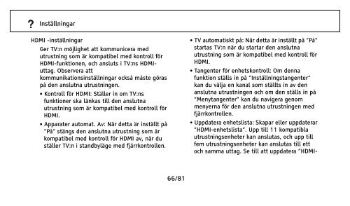 1/81 Innehållsförteckning Kontroller och indikatorer på fjärrkontroll ...