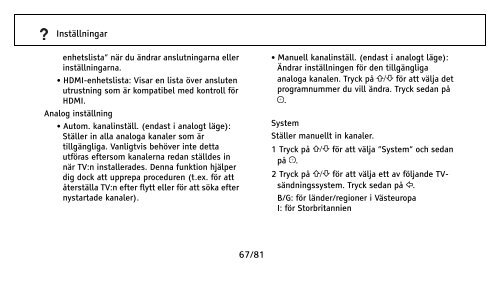 1/81 Innehållsförteckning Kontroller och indikatorer på fjärrkontroll ...