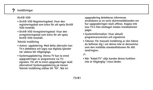 1/81 Innehållsförteckning Kontroller och indikatorer på fjärrkontroll ...