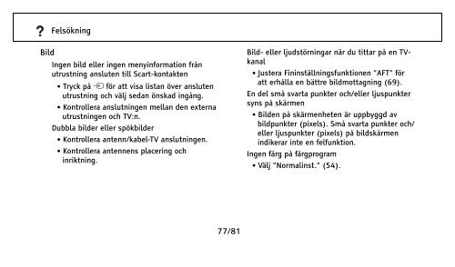 1/81 Innehållsförteckning Kontroller och indikatorer på fjärrkontroll ...