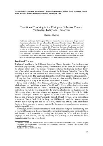 Traditional Teaching in the Ethiopian Orthodox Church ... - portal svt