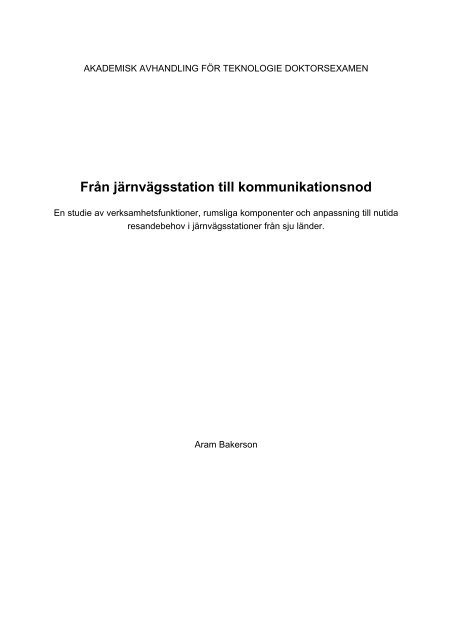 Från järnvägsstation till kommunikationsnod - Chalmers tekniska ...