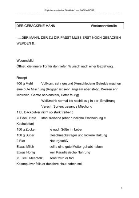 DER GEBACKENE MANN Weckmannfamilie â¦..DER MANN, DER ...