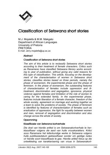 Classification of Setswana short stories