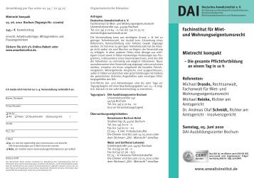 und Wohnungseigentumsrecht - Deutsches Anwaltsinstitut eV