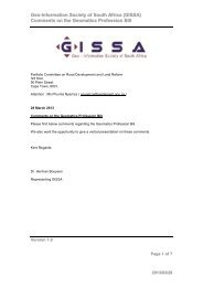 GISSA - Comments on Geomatics Profession Bill