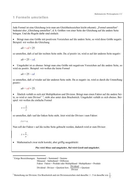 1 Formeln umstellen