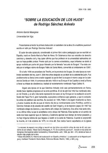 Sobre la educación de los hijos, de Rodrigo Sánchez Arévalo - RUC