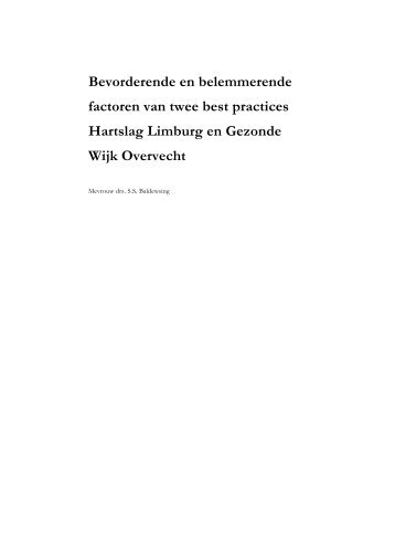 Bevorderende en belemmerende factoren van twee best practices ...