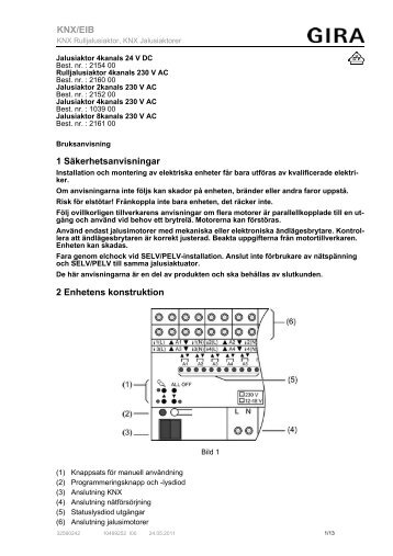 1 Säkerhetsanvisningar 2 Enhetens konstruktion ... - Download - Gira