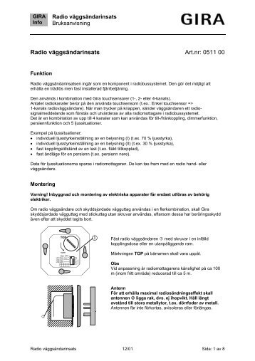 Radio väggsändarinsats - Download - Gira