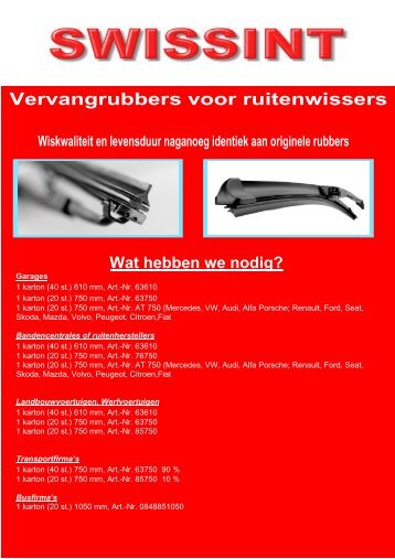 Vervangrubbers voor ruitenwissers