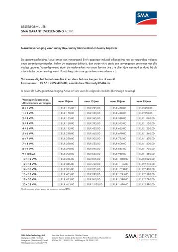 bestelformulier sma garantieverlenging active - SMA Solar ...