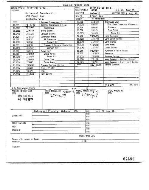 SERIAL NUMBER P640- I 91 -2740 M00EL PF40-60-26-1 0-6 . -