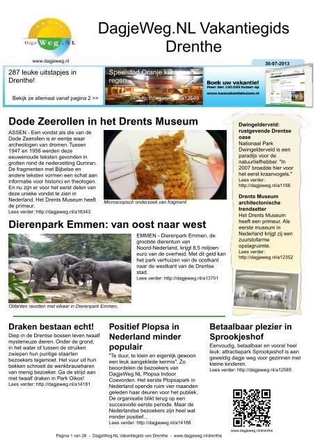 DagjeWeg.NL Vakantiegids Drenthe - Uitstapjes