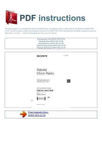 Istruzioni per l'uso SONY ICF-CL70 - ISTRUZIONI PDF