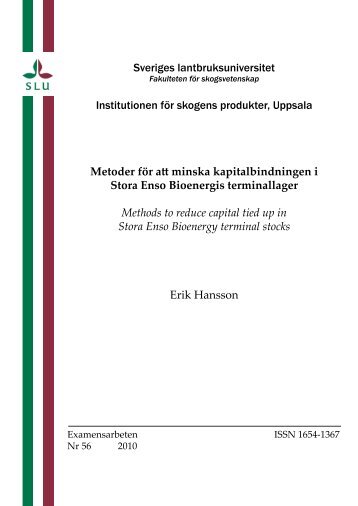 Metoder för att minska kapitalbindningen i Stora Enso Bioenergis ...