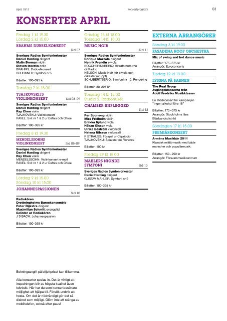 Programtidning Berwaldhallen April 2011 (pdf) - Sveriges Radio