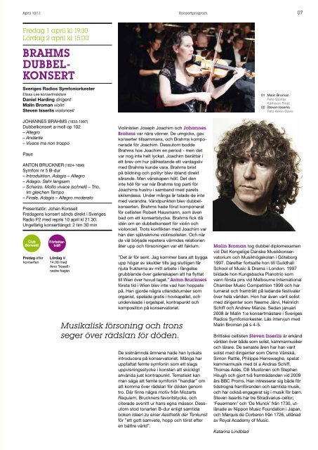 Programtidning Berwaldhallen April 2011 (pdf) - Sveriges Radio