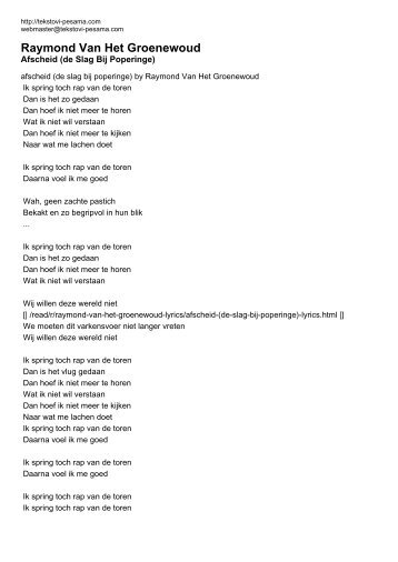Raymond Van Het Groenewoud - Afscheid (de ... - Tekstovi pesama